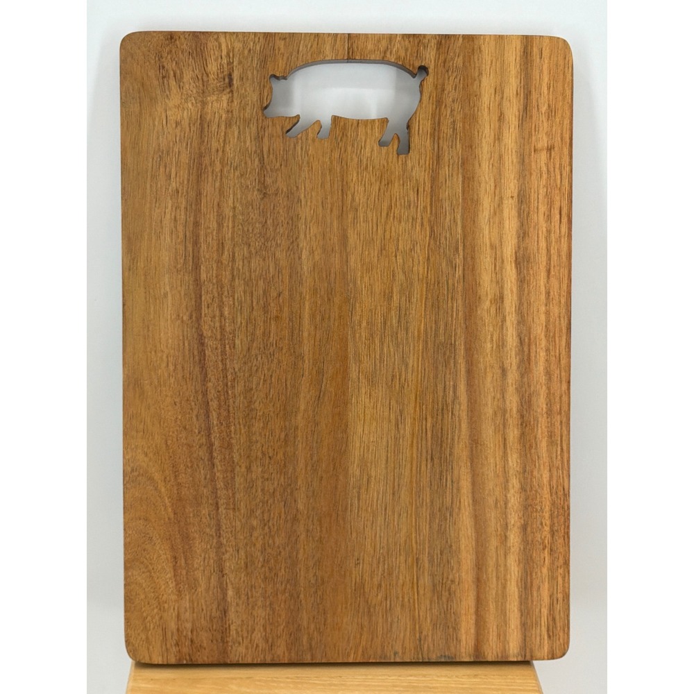 Rustic Wooden Cutting Board with Pig Cutout Handle Farmhouse Charcuterie Tray